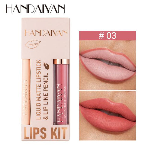Kit Handaiyan – Labial Mate y Contorno Labial - BellezaPlenitud