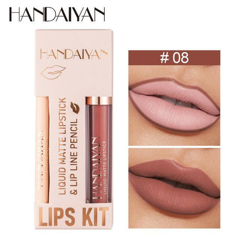 Kit Handaiyan – Labial Mate y Contorno Labial - BellezaPlenitud